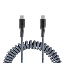 LOGiiX Piston Connect Coil Braided Cable USB-C to USB-C 100W (1.8m) - Grey