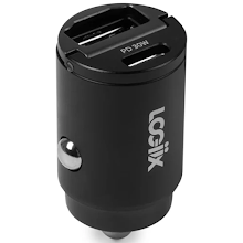 Cargador de auto LOGiiX Power Lite Compact Duo 30W USB-C PD y USB-A compacto negro