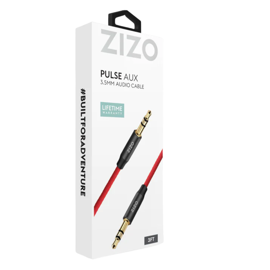 ZIZO Pulse Aux 3.5mm Audio Cable (5 ft.) - Black & Red