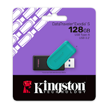 Memoria USB Kingston DataTraveler Exodia S 128GB USB-A 3.2 Gen 1 con tapa protectora y aro para llavero Negro-Turquesa
