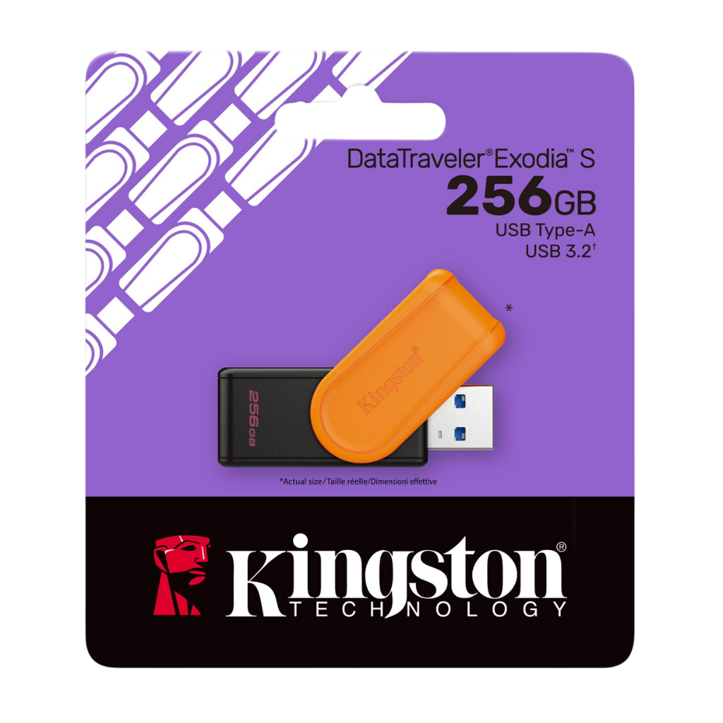 Kingston 256GB USB-A de 3.2 DataTraveler Exodia S Black Orange