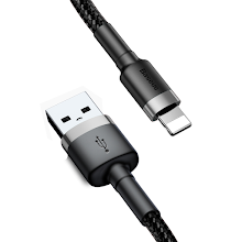 Cable de Carga Rápida Baseus Cafule USB-A a Lightning 2.4A 1m Gris Negro