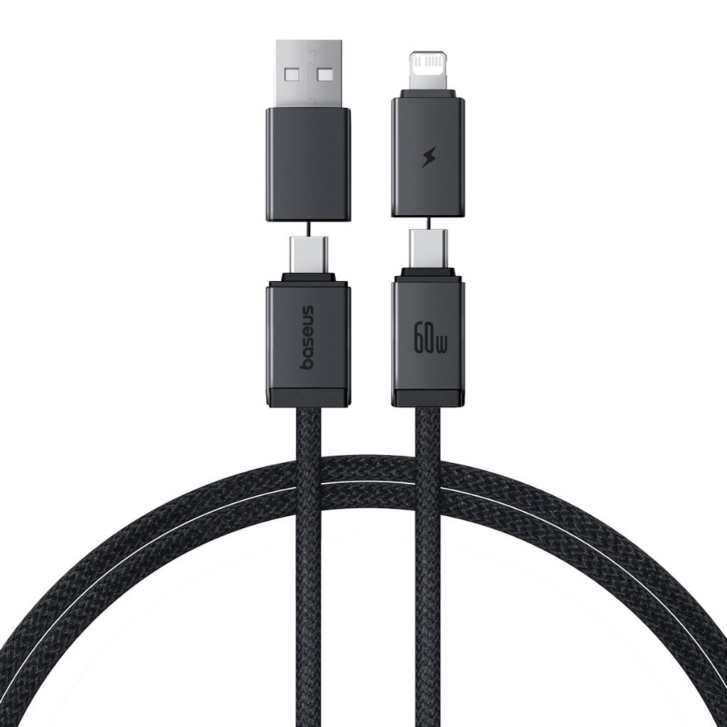 Baseus Versatile Two-for-Two Fast Charging Cable U+C to C+L 60W 1m Black