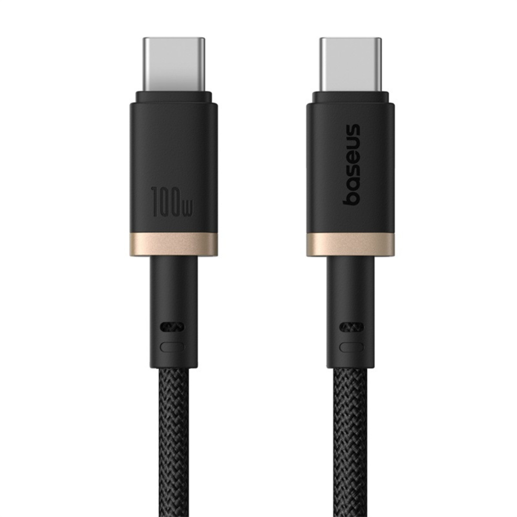 Cable de Carga Rápida Baseus Dura Series USB-C a USB-C 100W 1m Dorado Negro