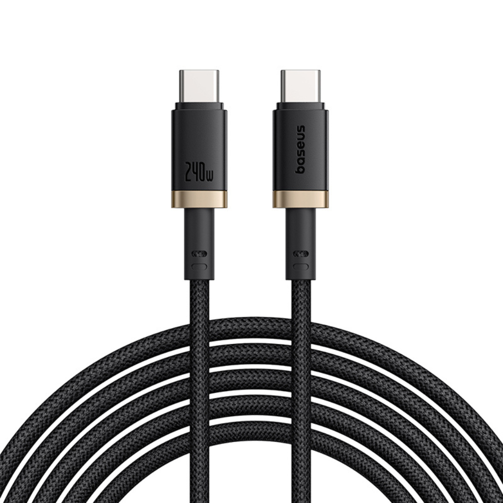 Cable de Carga Rápida Baseus Dura USB-C a USB-C 240W 1m Dorado Negro