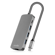 Hub USB-C LOGiiX Multiport 8 en 1 adaptador multipuerto para laptop gris grafito