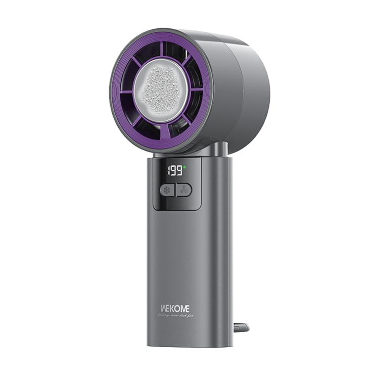 Ventilador de mano recargable portátil con pantalla digital Gris