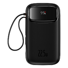 [BAS-P1005500311300] Baseus Qpow2 Dual-Cable Digital Display Fast Charge Power Bank 10000mAh 22.5W   (Cluster Black)