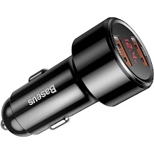 [BAS-CCMLC20A-01] Baseus Car Charger Dual USB 45W Digital Display 