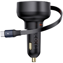 [BAS-C0005780211101] Baseus Enjoyment Pro Car Charger C & Retractable Type-C Cable 60W Cluster 