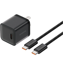 [BAS-P1016250111302] Baseus GaN5S Fast Charger 1C 20W US Cluster Black + Cable Type-C to Type-C 100W 1m 