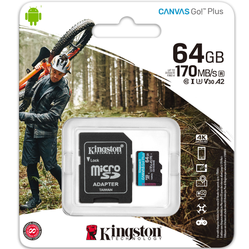 [KIN-SDCG364GB] Kingston Memory Card MicroSDXC Canvas Go Plus 64GB 
