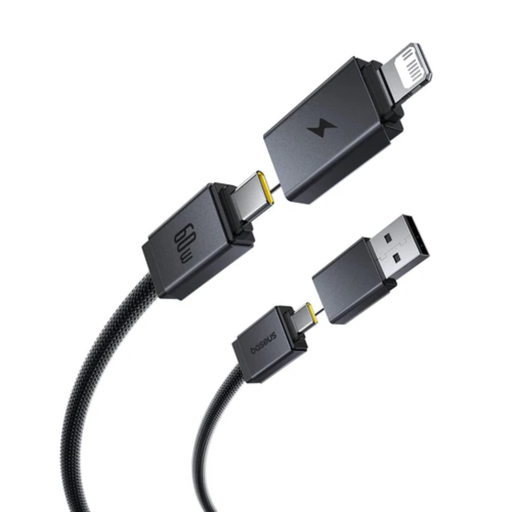 [P10383000121-02] Baseus Versatile Two-for-Two Fast Charging Cable U+C to C+L 60W 2m Cosmic Black