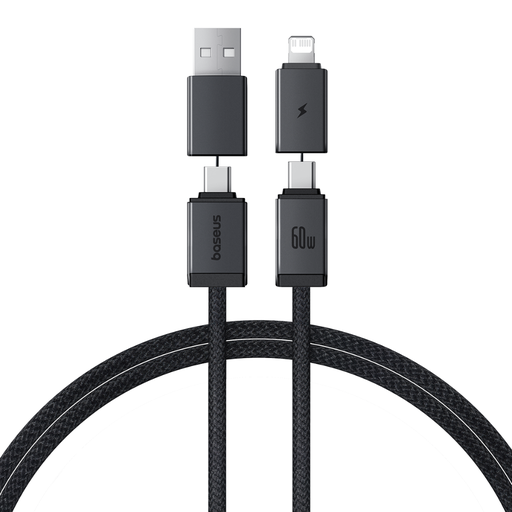 [P10383000121-01] Baseus Versatile Two-for-Two Fast Charging Cable U+C to C+L 60W 1m Black